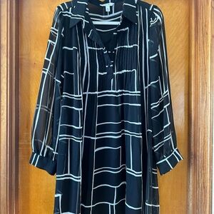 Nine West Black and White Long Sleeve Dress